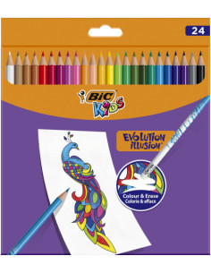 ESTUCHE 24 LAPICEROS DE COLOREAR BORRABLE EVOLUTION ILLUSION CON GOMA INCORPORADA BIC 987869 2