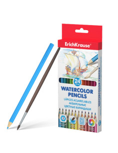 CAJA 24 LÁPICES ACUARELABLES COLORES SURTIDOS CON PINCEL ERICH KRAUSE 50534