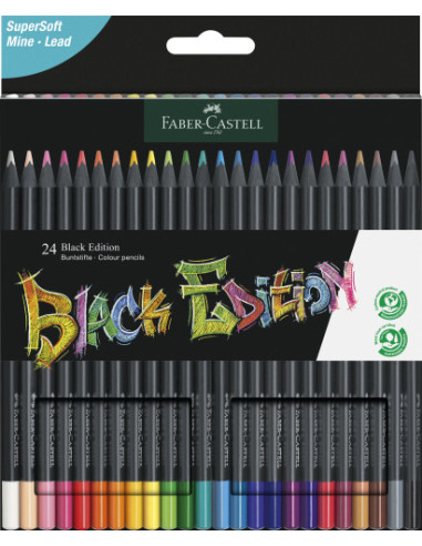 ESTUCHE 24 LÁPICES DE COLORES BLACK EDITION. FABER CASTELL 116424