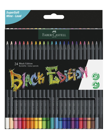 ESTUCHE 24 LÁPICES DE COLORES BLACK EDITION. FABER CASTELL 116424