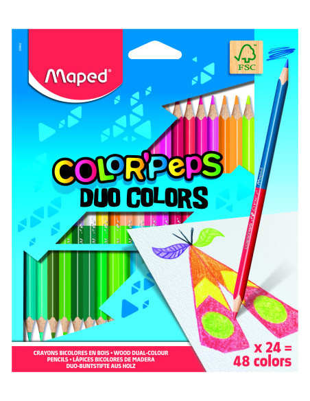 ESTUCHE 24 LÁPICES DE COLORES COLOR'PEPS DUO. BICOLOR MAPED 829602FC
