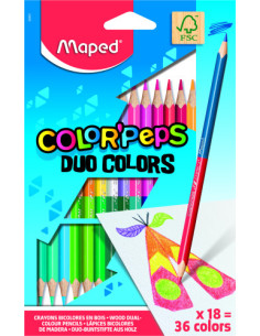 ESTUCHE 18  LÁPICES DE COLORES COLOR'PEPS DUO. BICOLOR MAPED 829601FC