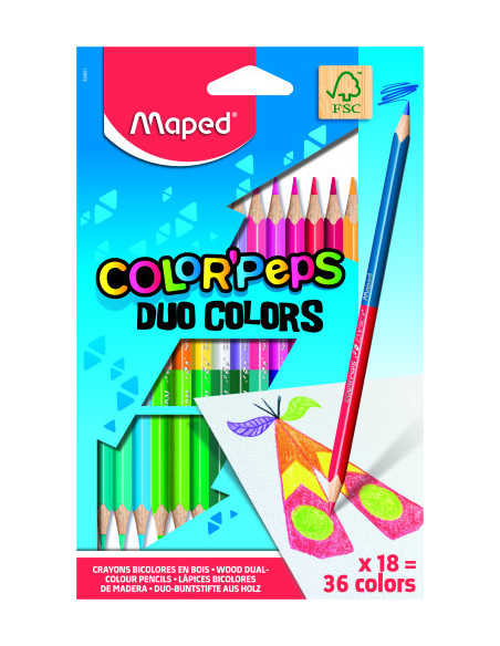 ESTUCHE 18  LÁPICES DE COLORES COLOR'PEPS DUO. BICOLOR MAPED 829601FC