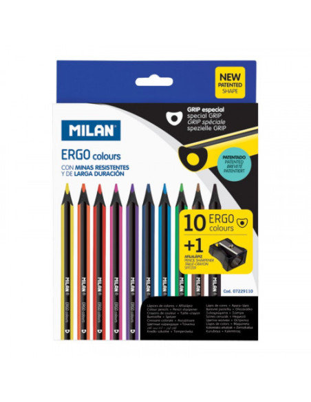 LÁPICES DE COLORES ERGO + 1 AFILALAPICES MILAN 07229110CAJA DE 10