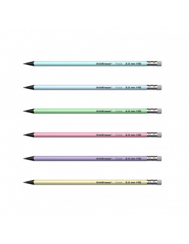 LÁPIZ DE GRAFITO REDONDO CON GOMA PASTEL HB...