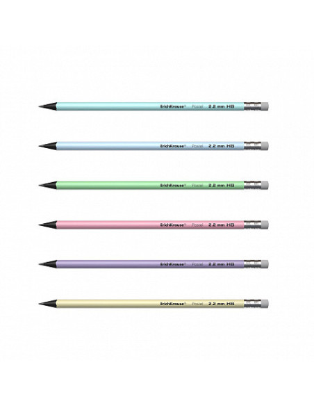 LÁPIZ DE GRAFITO REDONDO CON GOMA PASTEL HB ERICH KRAUSE 55272