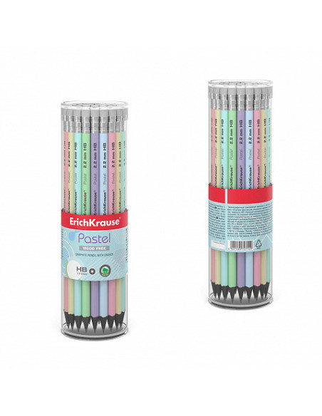 LÁPIZ DE GRAFITO REDONDO CON GOMA PASTEL HB ERICH KRAUSE 55272