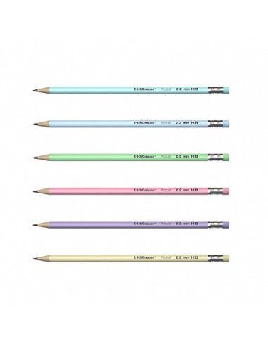 LÁPIZ DE GRAFITO TRIANGULAR CON GOMA PASTEL HB...