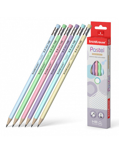 LÁPIZ DE GRAFITO TRIANGULAR CON GOMA PASTEL HB...