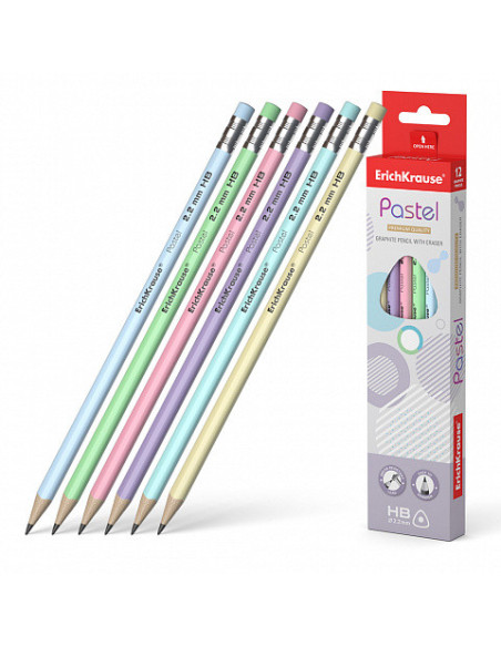 LÁPIZ DE GRAFITO TRIANGULAR CON GOMA PASTEL HB ERICH KRAUSE 56006