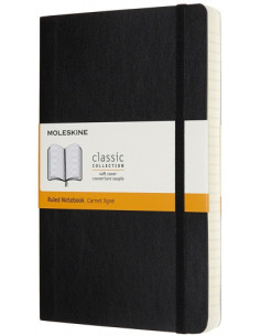 LIBRETA CLASICA MAYOR GROSOR NEGRA L (13X21CM) RAYADA TAPA BLANDA MOLESKINE QP616EXP