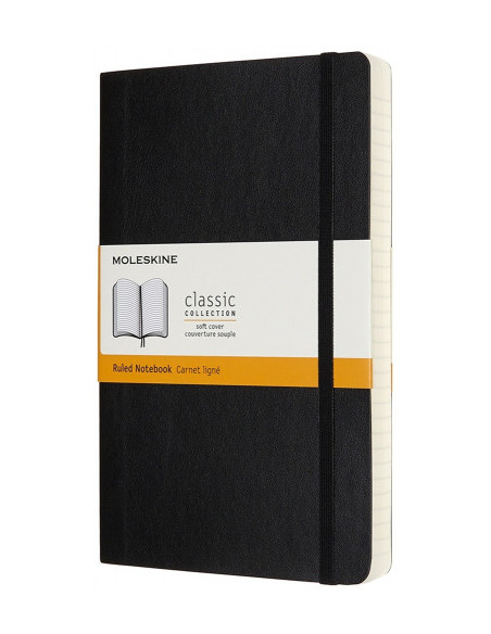 LIBRETA CLASICA MAYOR GROSOR NEGRA L (13X21CM) RAYADA TAPA BLANDA MOLESKINE QP616EXP