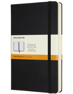 LIBRETA CLASICA MAYOR GROSOR NEGRA L (13X21CM) RAYADA TAPA DURA MOLESKINE QP060EXP