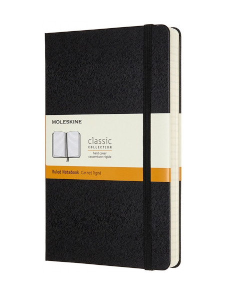 LIBRETA CLASICA MAYOR GROSOR NEGRA L (13X21CM) RAYADA TAPA DURA MOLESKINE QP060EXP