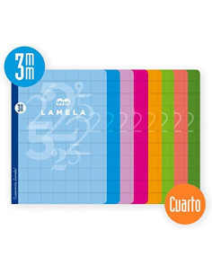 LIBRETA CUARTO 50 HOJAS RAYADO 3 MM-COLORES SURTIDOS LAMELA 06C003