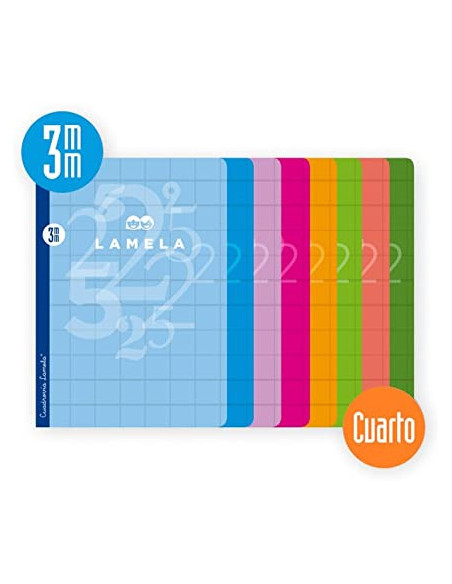 LIBRETA CUARTO 50 HOJAS RAYADO 3 MM-COLORES SURTIDOS LAMELA 06C003