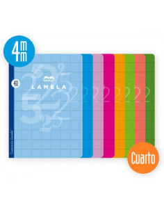 LIBRETA CUBIERTA BASICA FORMATO A4 RAYADO 4 MM 50 HOJAS SURTIDOS LAMELA 06A4004