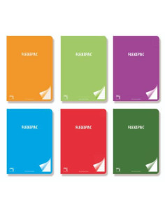 LIBRETA FLEXIPAC TAPA PLASTICO 90 GRS. A-4 (210X297MM.) 48 HOJAS CUADRÍCULA 4X4 CON MARGEN SURTIDO PACSA 20056