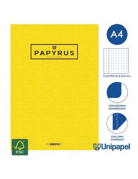 LIBRETA GRAPADA GOFRADA A4 48 HOJAS 90GR. 4X4 COLORES SURTIDOS PAPYRUS 88420599