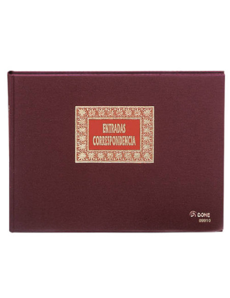 LIBRO DE REGISTROS ENTRADA CORRESPONDENCIA FOLIO APAISADO 100 HOJAS DOHE 09910