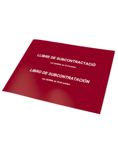 LIBRO DE SUBCONTRATACION CATALÁN/CASTELLANO A4 APAISADO 10 HOJAS NUMERADAS DOHE 09990