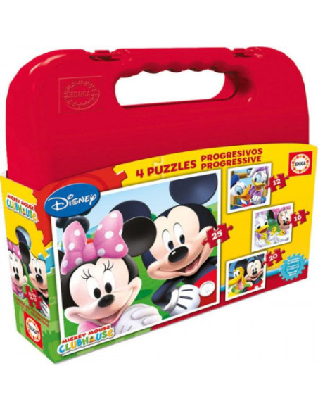 MALETA PUZZLES PROGRESIVOS MICKEY MOUSE 12-16-20-25 DE 3-6 AÑOS EDUCA BORRAS 16505
