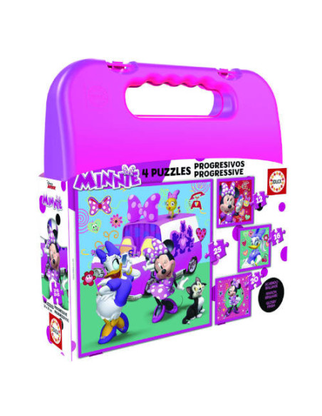 MALETA PUZZLES PROGRESIVOS MINNIE HAPPY HELPERS 12-16-20-25 DE 3-5 AÑOS EDUCA BORRAS 17638