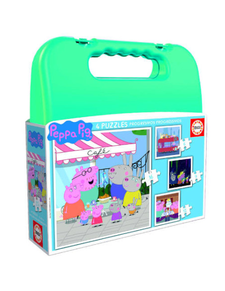 MALETA PUZZLES PROGRESIVOS PEPPA PIG 6-9-12-16 DE 3-5 AÑOS EDUCA BORRAS 18112