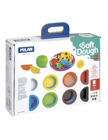 MALETÍN 8 BOTES PASTA BLANDA SOFT DOUGH DE 59GR + HERRAMIENTAS "HORA DE COCINA" MILAN 913308CT