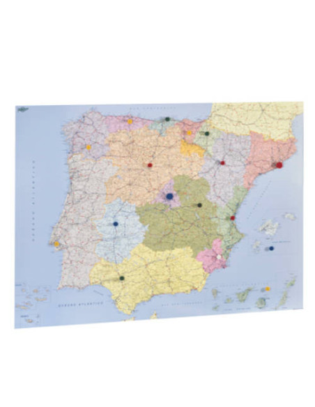MAPA ESPAÑA Y PORTUGAL PLASTIFICADO SIN MARCO ENROLLADO 103X129 CM. FAIBO 153G
