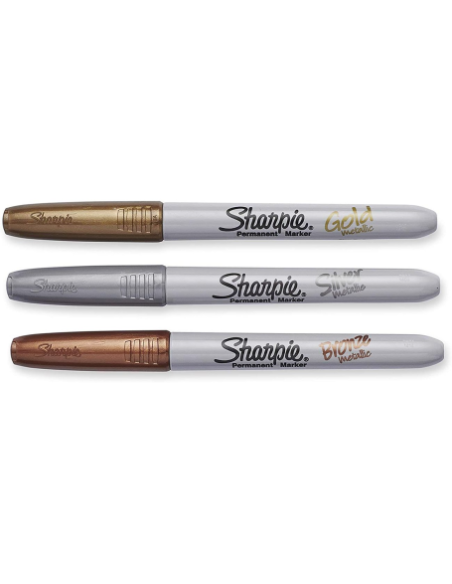 MARCADOR PERMANENT METÁLICOS BLISTER 3 PUNTA FINA ORO/PLATA/BRONCE SHARPIE 1986006