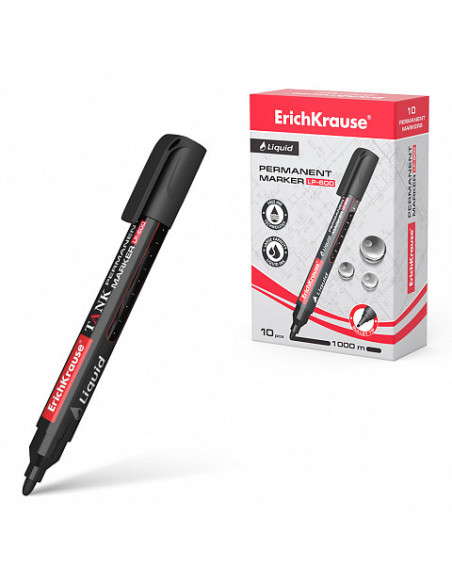 MARCADOR PERMANENTE CON TINTA LÍQUIDA LP-600 COLOR NEGRO ERICH KRAUSE 48769
