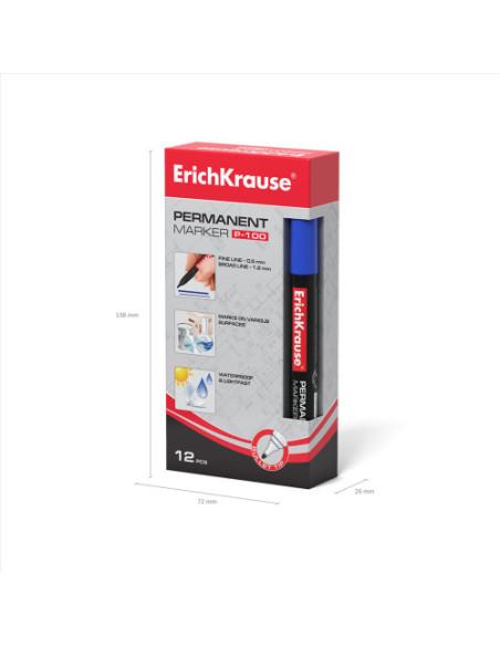 MARCADOR PERMANENTE P-100 AZUL ERICH KRAUSE 12842