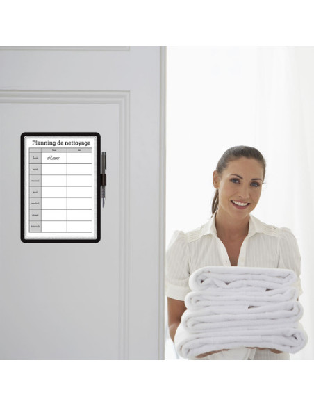 MARCO PORTA NOTAS ADHESIVO MAGNETO A4 CON CIERRE MAGNÉTICO PLATA TARIFOLD 194110