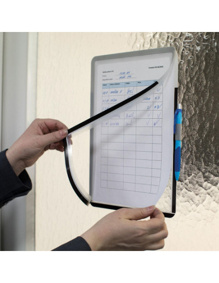 MARCO PORTA NOTAS ADHESIVO MAGNETO A4 CON CIERRE MAGNÉTICO PLATA TARIFOLD 194110