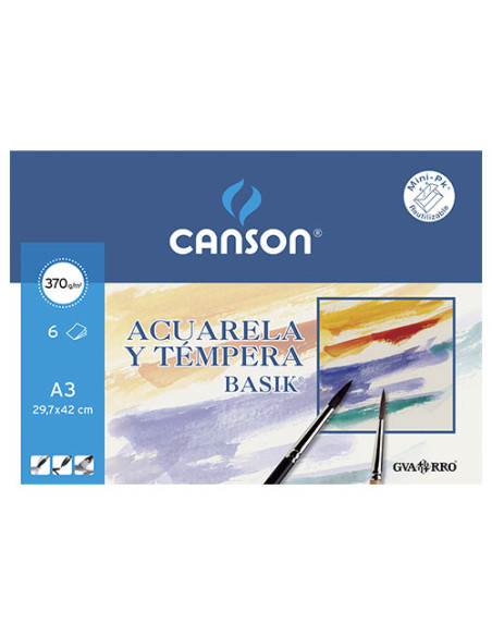 MINIPACK 6 HOJAS ACUARELA 370G A3 GUARRO CANSON C200402393