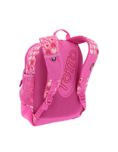 MOCHILA CRAYOLES REFUERZO CAUCHO+BOLSILLOS ROSA/CORAZONES TOTTO MA04ECO029-1710N-1I3