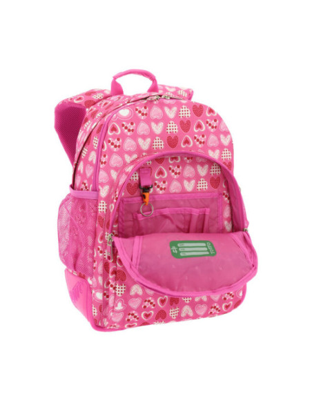 MOCHILA CRAYOLES REFUERZO CAUCHO+BOLSILLOS ROSA/CORAZONES TOTTO MA04ECO029-1710N-1I3