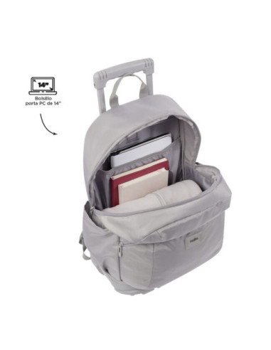 MOCHILA ESCOLAR CON RUEDAS COLOR GRIS - TRIK...
