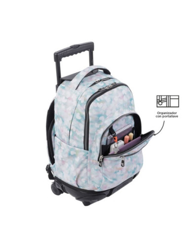 MOCHILA ESCOLAR CON RUEDAS CORAZONES PASTEL...