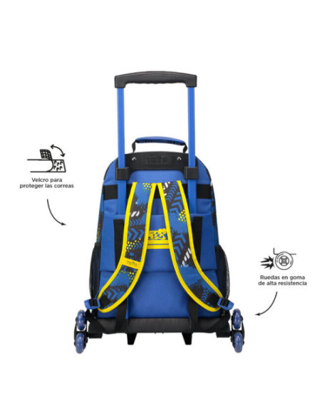 MOCHILA ESCOLAR CON RUEDAS GRANDE DE CARRERAS DE COCHES TOTTO MJ03VLC003-2310-6J7L