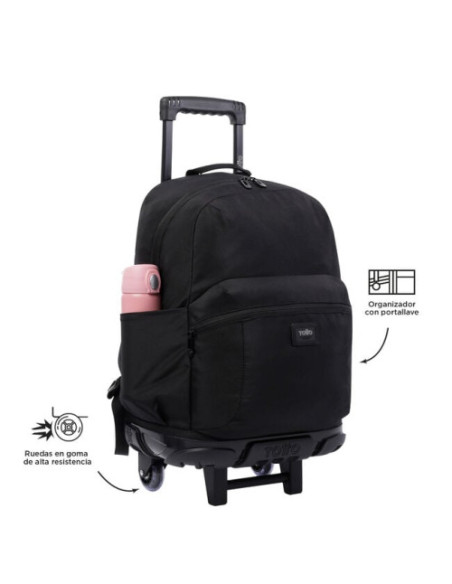 MOCHILA ESCOLAR CON RUEDAS GRANDE NEGRA - TRIK TOTTO MA03TKI003-22200-N01