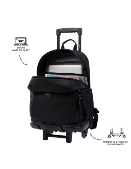 MOCHILA ESCOLAR CON RUEDAS GRANDE NEGRA - TRIK TOTTO MA03TKI003-22200-N01