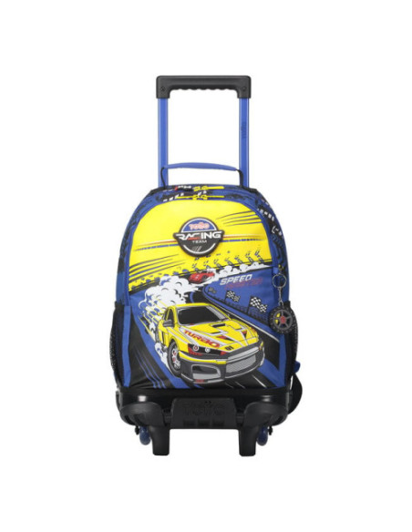 MOCHILA ESCOLAR CON RUEDAS MEDIANA DE CARRERAS DE COCHES TOTTO MJ03VLC005-2310-6J7M