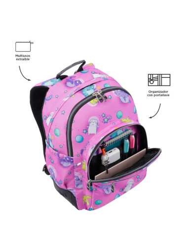 MOCHILA ESCOLAR GATOS ASTRONAUTAS TOTTO...