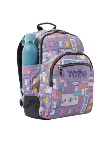 MOCHILA ESCOLAR MORADO CIBER - CRAYOLES TOTTO...