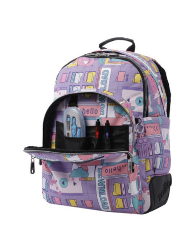 MOCHILA ESCOLAR MORADO CIBER - CRAYOLES TOTTO...