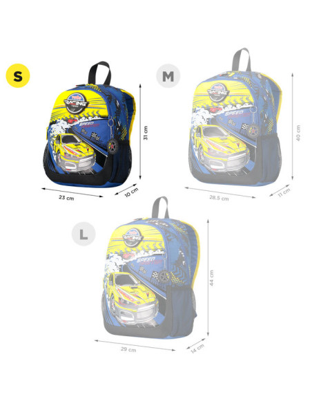 MOCHILA ESCOLAR PEQUEÑA DE CARRERAS DE COCHES TOTTO MJ04VLC001-2310-6J7S