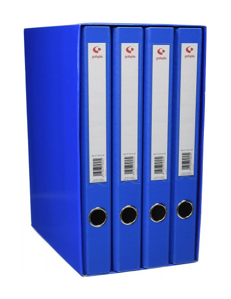 MÓDULO 4 CARPETAS 2 ANILLAS 25 MM AZUL FOLIO 290X350X180 GRAFOPLAS 7282430