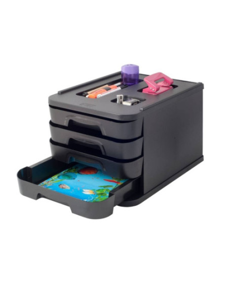 MUEBLE 4 CAJONES MONTADO COLOR NEGRO PLÁSTICO RECICLADO Y RECICLABLE FAIBO 1000MR2